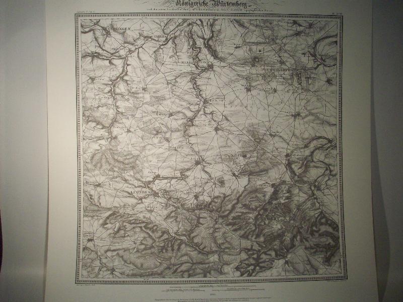 Stuttgart. Karte von dem Königreiche Würtemberg. Blatt 16 / XXVIII / 1840. Topographische Atlas. Reproduktion. (Königreich Württemberg.)