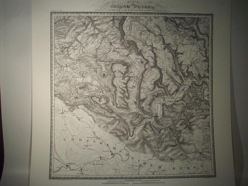Tuttlingen. Karte von dem Königreiche Würtemberg. Blatt 44 / L / 1849 Topographische Atlas. Reproduktion. (Königreich Württemberg.)