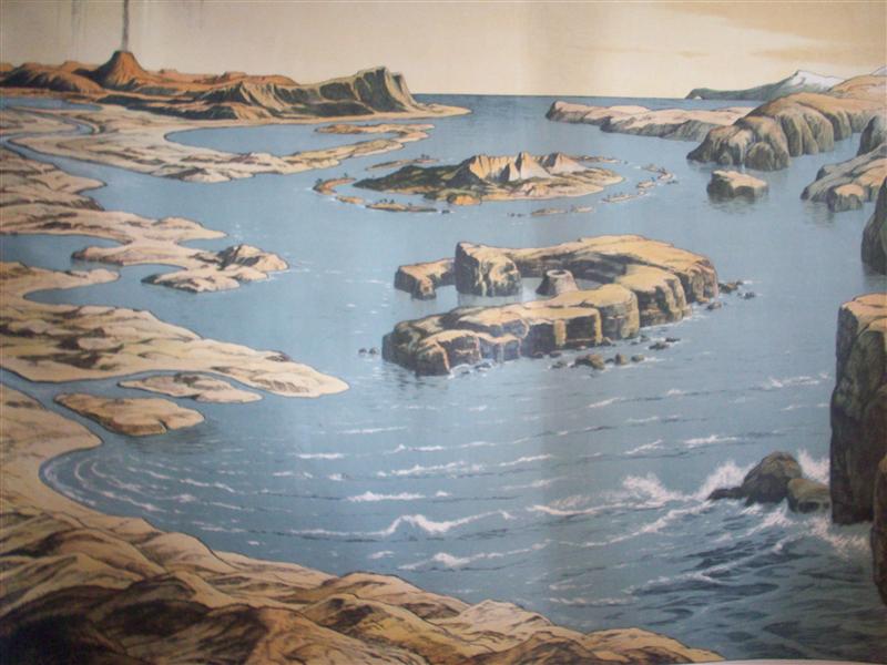 Schreibers künstlerische Wandbilder für den Anschauungs-Unterricht nach Angaben von Franz Engleder gezeichnet von Leo Kainradl. (Vulkaninseln)
