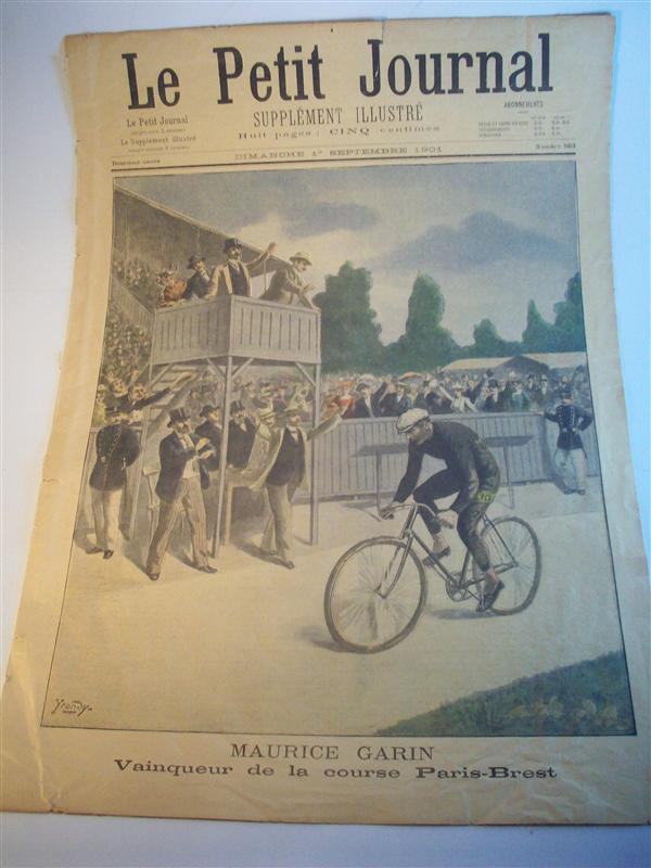 Le petit journal supplement illustré. Dimanche 1. Septembre 1901. No. 563. (Maurice Garin, Vainqueur de la course Paris-Brest).  Tour de France