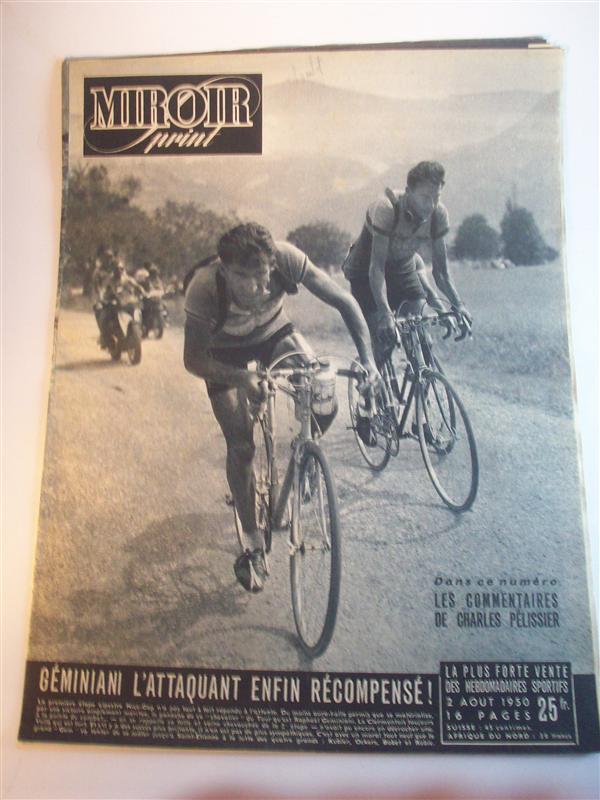 Miroir sprint  2. Aout 1950. Geminiani L Attaquant enfin recompense!. 17. Etappe: Nizza - Gap.Tour de France 1950. 