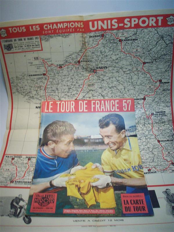 Le Tour de France 57. Supplement au No. 629 du 3 juin 1957. Dans ce numero: La carte du Tour. (Tour de France 1957)