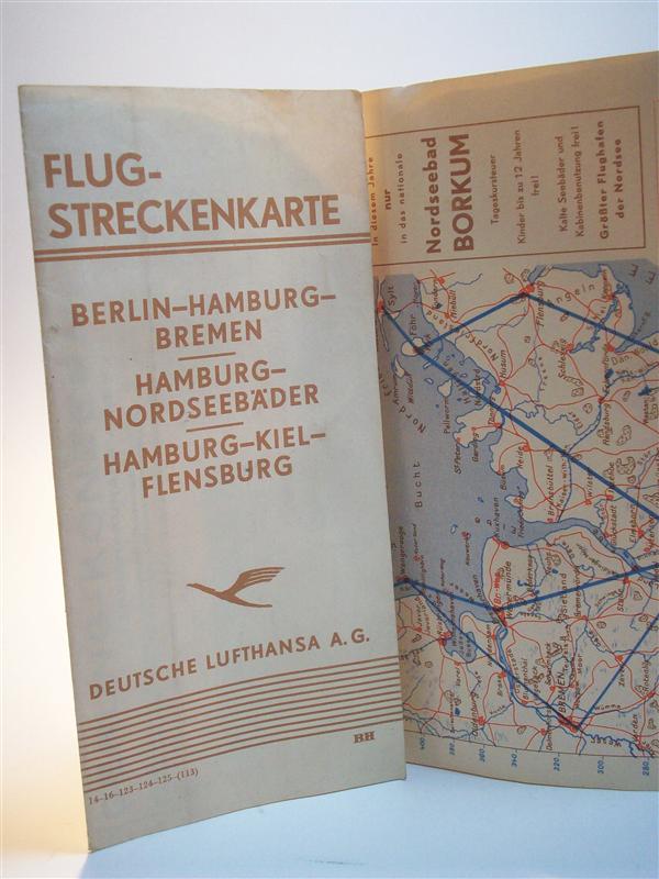 Flug-Streckenkarte. Berlin - Hamburg - Bremen. Hamburg - Nordseebäder. Hamburg - Kiel - Flensburg.