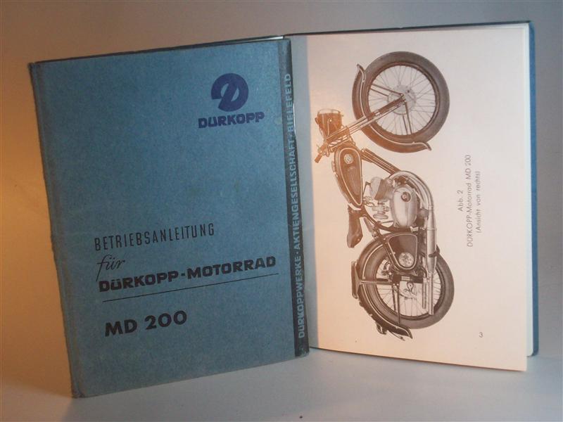 Betriebsanleitung für Dürkopp-Motorrad MD 200. Text- und Bildteil