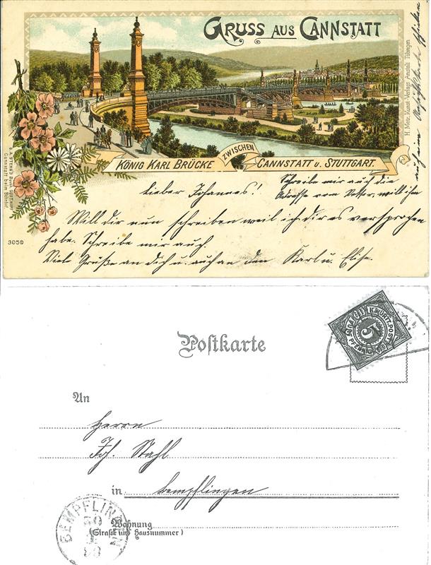 Ansichtskarte / Postkarte. Stuttgart - Cannstatt. König - Karl - Brücke zwischen Cannstatt und Stuttgart.