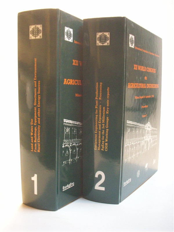 XII World Congress on Agricultural Engineering. Milano, August 29 - September 1, 1994.  Proceedings Volume 1. + Volume 2: CIGR