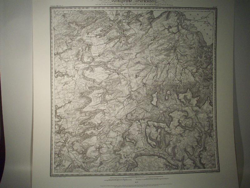 Balingen. Karte von dem Königreiche Würtemberg. Blatt 38 / LIV / 1851 Topographische Atlas. Reproduktion. (Königreich Württemberg.)