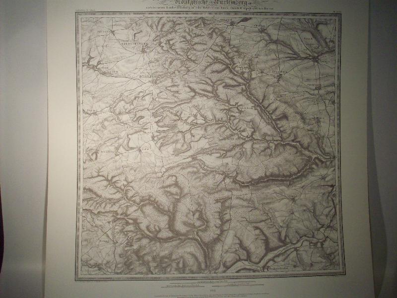 Böblingen. Karte von dem Königreiche Würtemberg. Blatt 24 / XXVI / 1839 Topographische Atlas. Reproduktion. (Königreich Württemberg.)