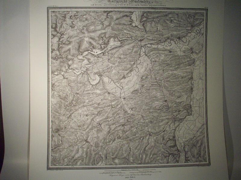 Ehingen. Karte von dem Königreiche Würtemberg. Blatt 41 / VI / 1831 Topographische Atlas. Reproduktion. (Königreich Württemberg.)