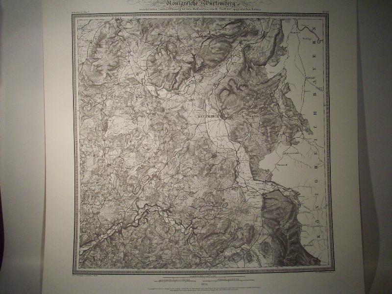 Leutkirch. Karte von dem Königreiche Würtemberg. Blatt 52 / XIV / 1835 Topographische Atlas. Reproduktion. (Königreich Württemberg.)