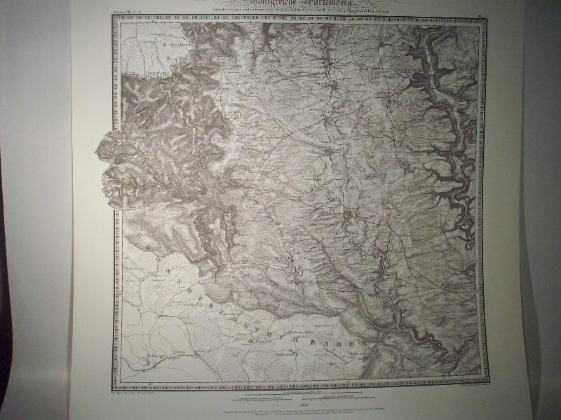 Oberndorf. Karte von dem Königreiche Würtemberg. Blatt 37 / LI / 1850 Topographische Atlas. Reproduktion. (Königreich Württemberg.)