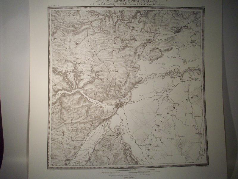 Ulm. Karte von dem Königreiche Würtemberg. Blatt 35 / VII / 1832 Topographische Atlas. Reproduktion. (Königreich Württemberg.)