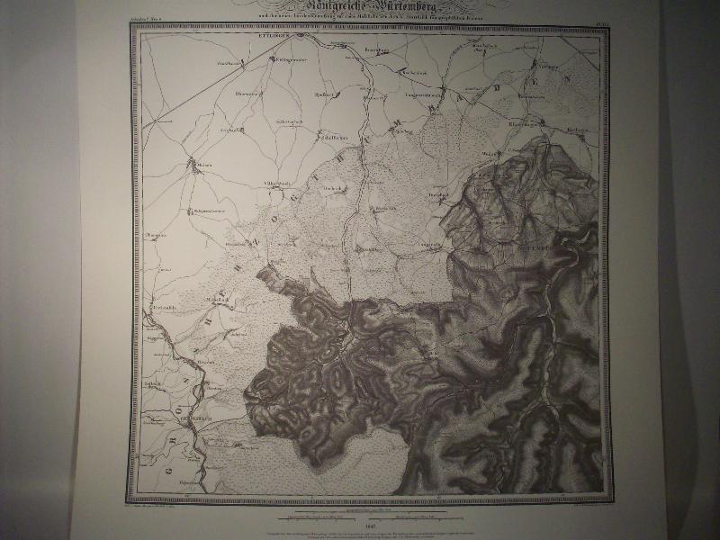 Wildbad. Karte von dem Königreiche Würtemberg. Blatt 14 / XLI / 1847. Topographische Atlas. Reproduktion. (Königreich Württemberg.)