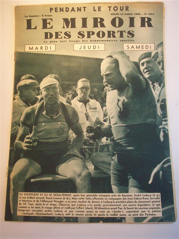 Le Miroir des Sports.  Nr. 1014 vom 14.7.1938. 6. Etappe, Bordeaux - Arcachon - Bayonne. 7 Etappe, Bayonne - Pau. Tour de France