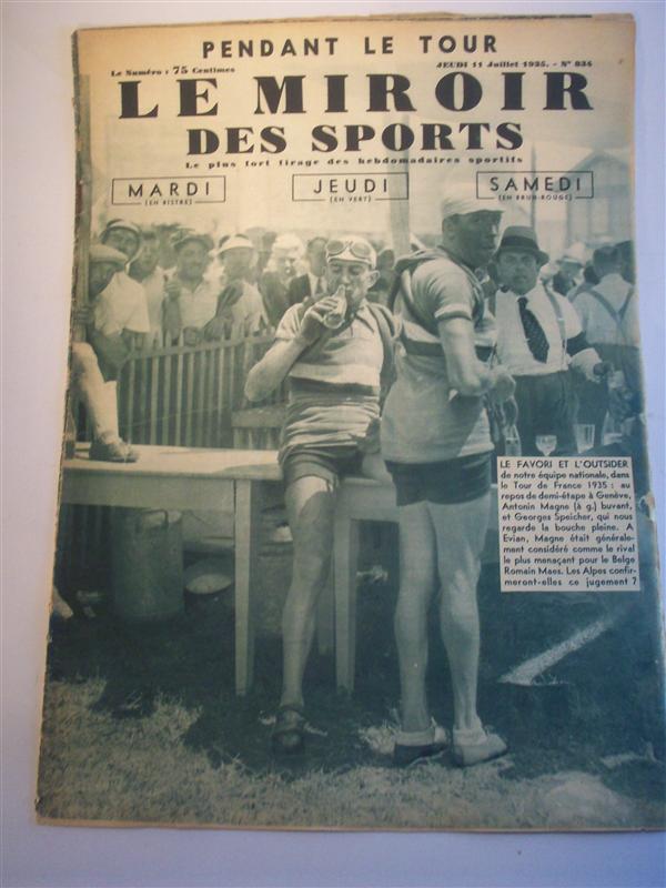 Le Miroir des Sports.  Nr. 834 vom 11.7.1935. (5. Etappe, Belfort - Genf (CH) und  Genf - Évian-les-Bains). Tour de France
