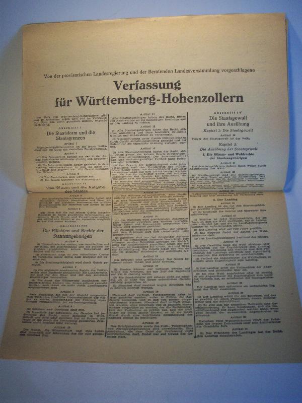 Verfassung für Württemberg-Hohenzollern. 