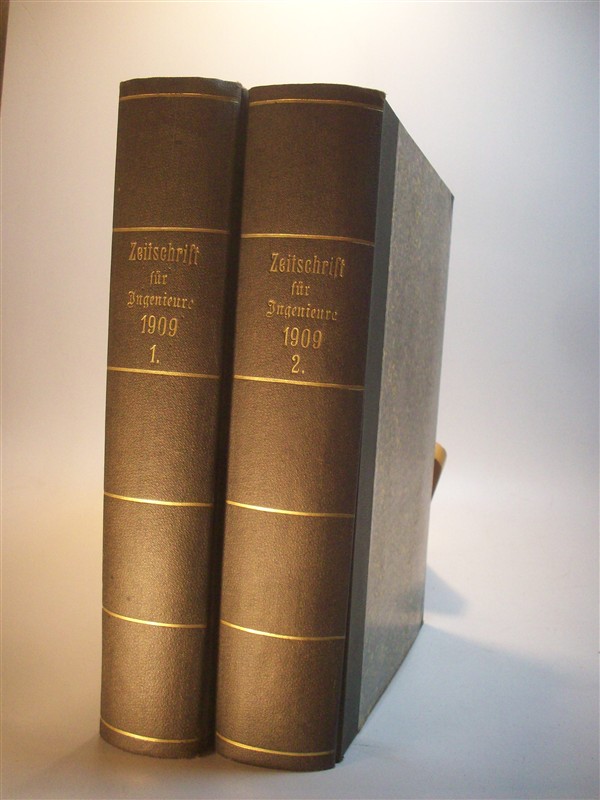 Zeitschrift des Vereines Deutscher Ingenieure. (Verein / Vereins). LIII,  Band 53, Dreiundfünfzigster Jahrgang. Kompletter Jahrgang in 2 Bänden: 1909 I. Erstes Halbjahr. Heft 1 bis 26. / 1909. II. Zweites Halbjahr. Heft 28 bis 52. Ingenieur-Zeitschrift. 