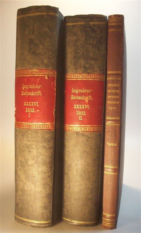 Zeitschrift des Vereines Deutscher Ingenieure. (Verein / Vereins). XXXXVI. (46) Sechsundvierzigster Jahrgang. Kompletter Jahrgang in 3 Bänden: 1902 I. Erstes Halbjahr. Heft 1 bis 26. / 1902 II. Zweites Halbjahr. Heft 27 bis 52. (3) Tafel-Band 1902 mit 43 Tafeln. Ingenieur-Zeitschrift. 