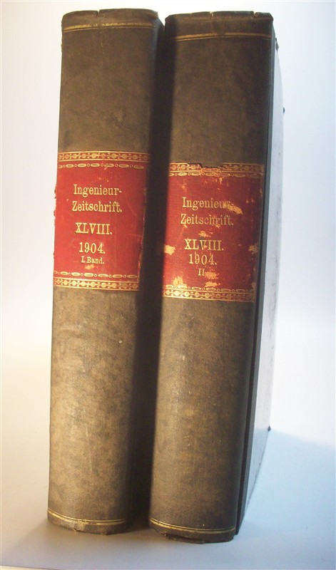 Zeitschrift des Vereines Deutscher Ingenieure. (Verein / Vereins). XXXXVIII.  Band 48, Achtundvierzigster Jahrgang. Kompletter Jahrgang in 2 Bänden: 1904 I. Erstes Halbjahr. Heft 1 bis 26. / 1904. II. Zweites Halbjahr. Heft 27 bis 52. Ingenieur-Zeitschrift. 