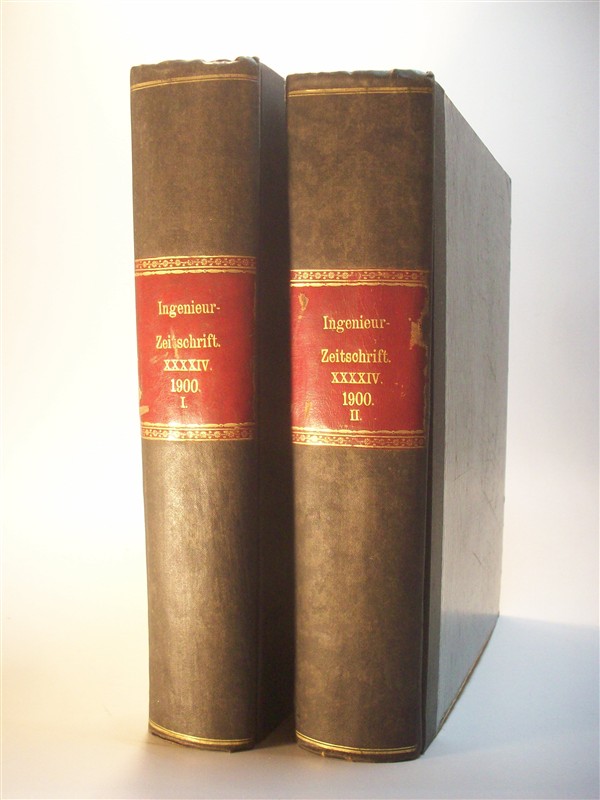 Zeitschrift des Vereines Deutscher Ingenieure. (Verein / Vereins). XXXXIV.  (44) Vierundvierzigster Jahrgang. Kompletter Jahrgang in  2 Bänden: 1900 I. Erstes Halbjahr. Heft 1 bis 26. / 1900 II. Zweites Halbjahr. Heft 27 bis 52. Ingenieur-Zeitschrift. im Anhang: Register 