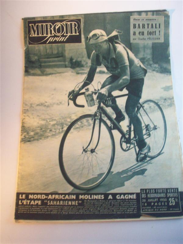 Miroir sprint.  28. Juillet 1950. Le Nord-Africain Molines a gagne L Etape - Saharienne -  12. Etappe: Saint-Gaudens - Perpignan. 13. Etappe: Perpignan - Nîmes. Tour de France 1950. 