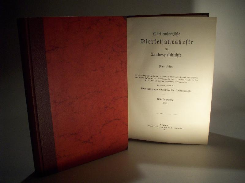 Württembergische Vierteljahrshefte für Landesgeschichte. Neue Folge XX. Jahrgang. 20. Band 1911