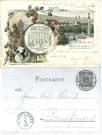 Ansichtskarte / Postkarte / Lithographie. Gruss aus Stuttgart. Altes Schloss / Aussichtsthurm a.d. Hasenberg / Europäischer Hof Wilh. Bachner.